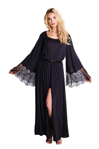 6258 Naomi Szlafrok peniuar Mewa - czarny