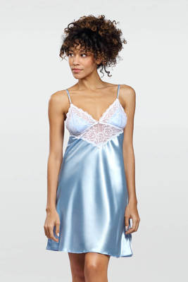 Luna Satynowa halka, wąskie ramiączko DKaren - baby blue