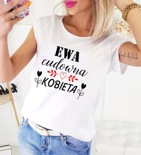 "CUDOWNA KOBIETA na dzień kobiet z imieniem" koszulka damska Moocha czarny