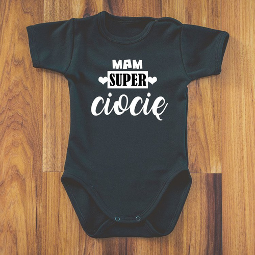Body krótki rękaw "mam SUPER ciocię" Moocha czarne