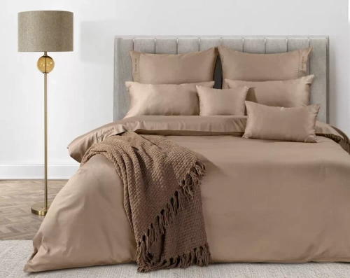 1E Elegant Pościel satynowa Eva Minge Eurofirany jasny brązowy | Makosatyna 100% bawełna