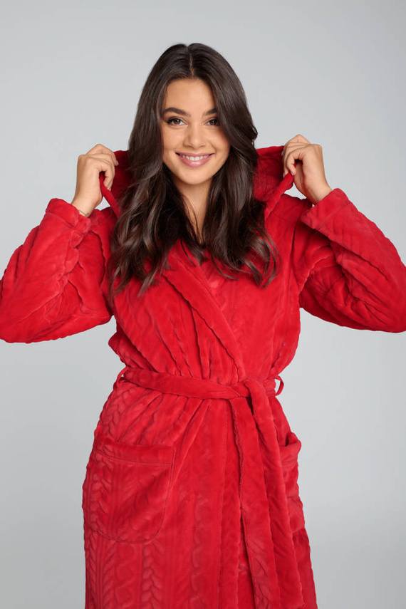 Zala Szlafrok damski polarowy Italian Fashion - czerwony 