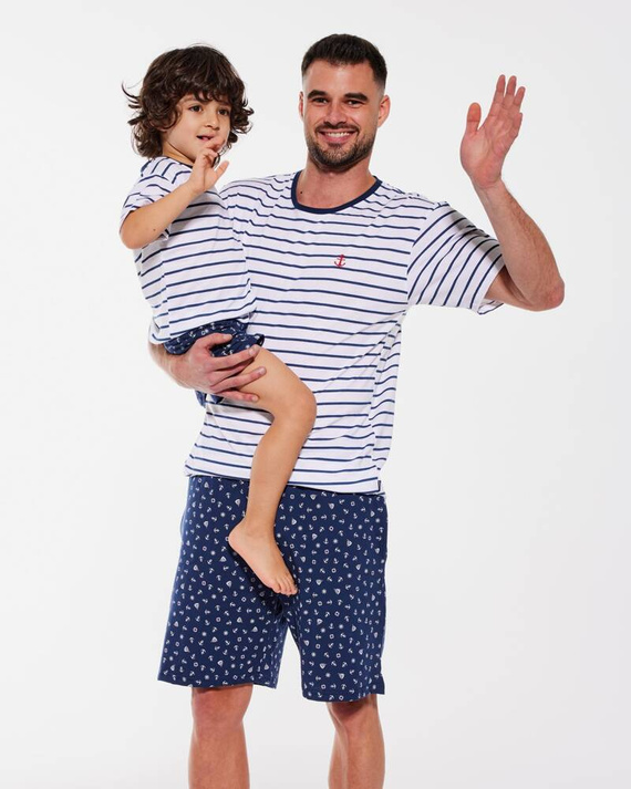 801/111 802/111 Marine Piżama chłopięca Cornette biały-granatowy