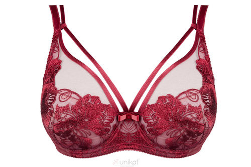 Biustonosz soft Unikat Marissa bordo koronka stabilny elegancki