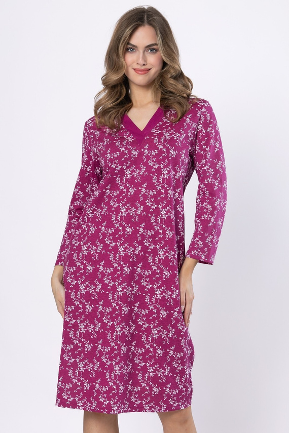  Emili 1635 Koszula damska  Leveza bawełna długi rękaw amarantowy – klasyczna i wygodna