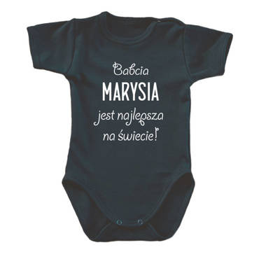 "Babcia najlepsza na świecie z imieniem" Body krótki rękaw Moocha czarny