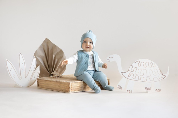 "Slow Life" Wiązana Czapka niemowlęca Pinokio - niebieski