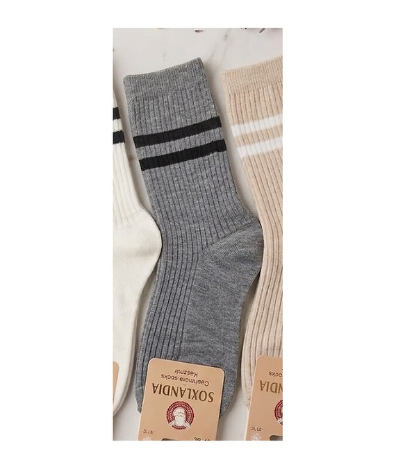 Skarpety Damskie WIK Soxlandia 3044 wz.12 Kaszmir 95% Prążkowane szary