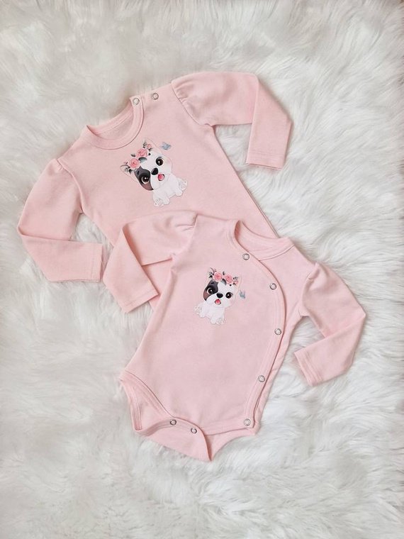 Puppy Body z długim rękawem Bambarillo pudrowy róż