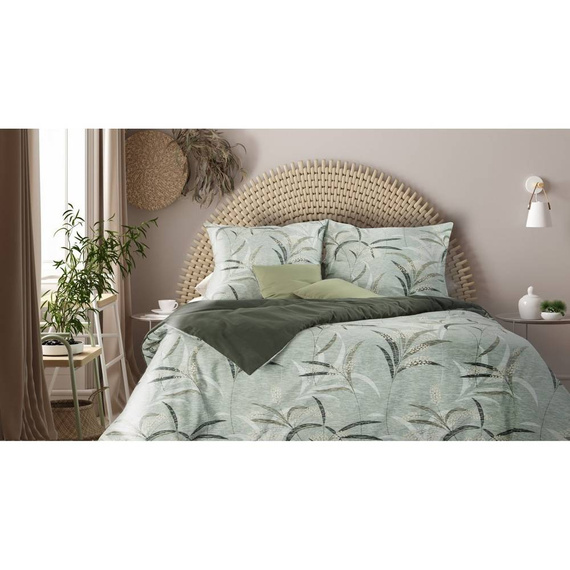 Montenegro 6 pościel z bawełny liście Eurofirany oliwkowy