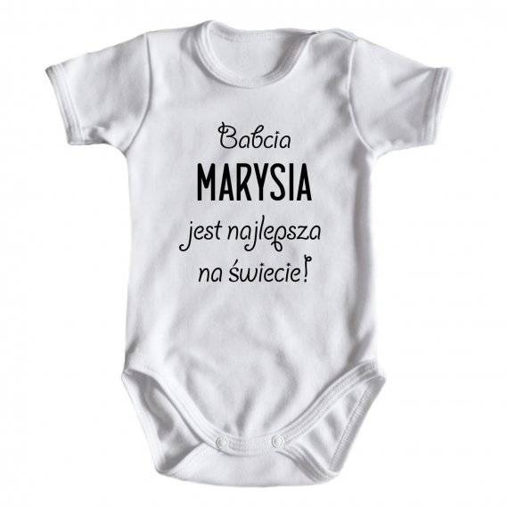 "Babcia najlepsza na świecie z imieniem" Body krótki rękaw Moocha biały