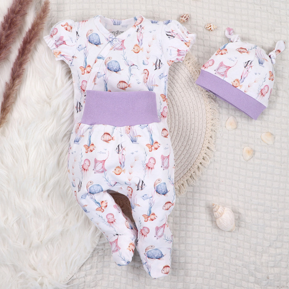 ABN-5490 Underwater World Czapka niemowlęca Nini  – bawełna organiczna, miękka, przewiewna