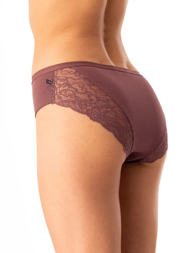 Figi damskie bawełniane Key LPC 590 beżowy brązowy – zestaw 2 sztuki w pudełku, wygodny fason