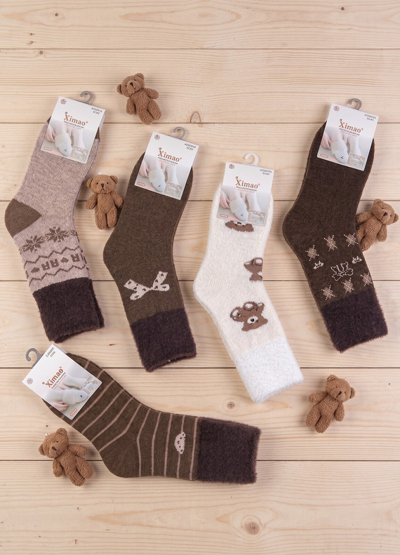 Xintao WiK 3141 wz.5 Skarpety damskie Merino 88% wełny ciepłe-3 brązowe