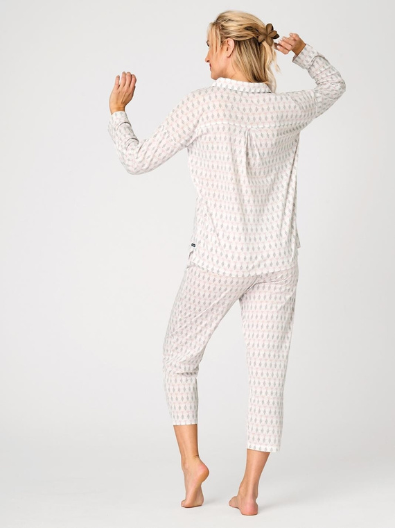 Piżama damska LNS 879 Key bawełniana beżowa guziki, komfortowa i elegancka