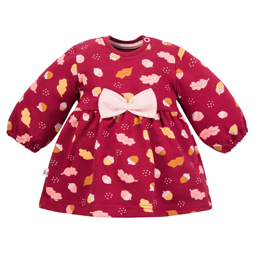 Fluffy Tails Sukienka niemowlęca Eevi – bordo, bawełna, długi rękaw