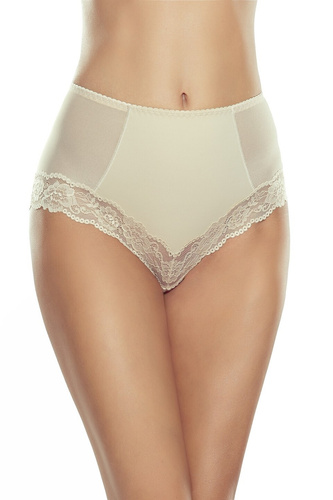 Figi Eldar Veridia beżowe– modelujące, wysoki stan, koronkowe wykończenie, z mikrofibry