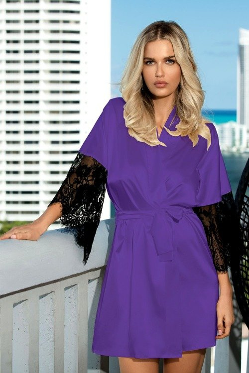 Dagmara Satynowy Szlafrok Damski DKaren - czerwony