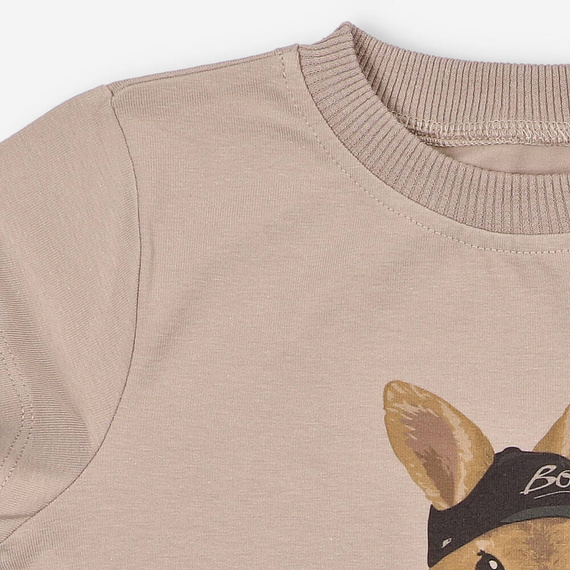 KAR-2004/BEZ T-shirt dla chłopca Lagarto Verde beżowy