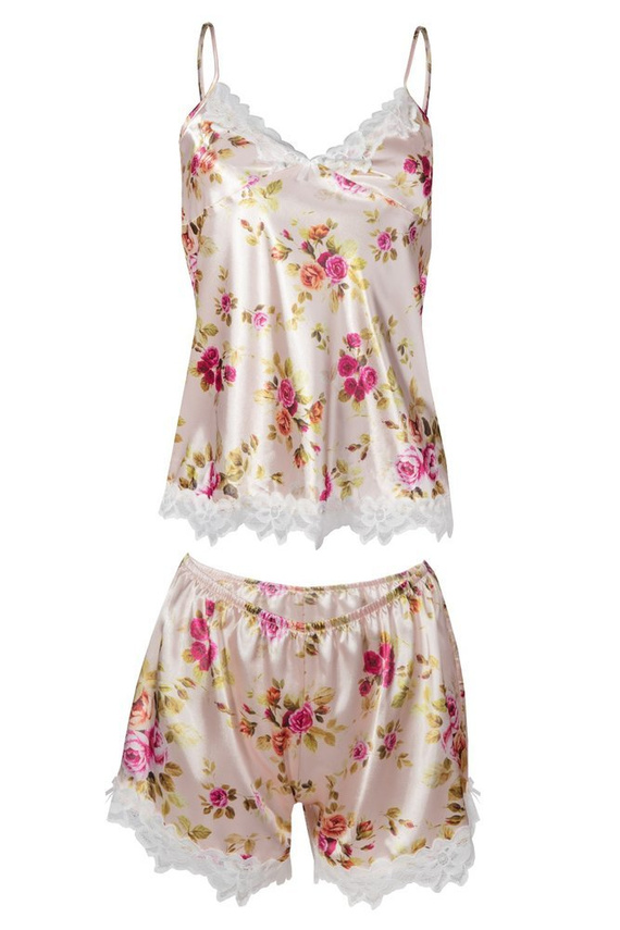 Flowers Komplet piżama damska DKaren DK-KV -granatowy 001