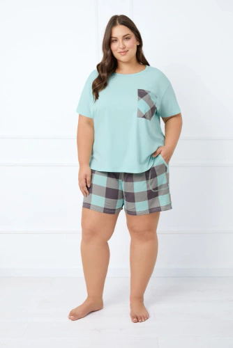 Sandra Piżama Damska krótki rękaw, krótkie spodnie Italian Fashion - jasny turkus