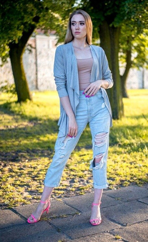 552 Letni Kardigan Sweterek Damski MIRACLE - jasny melanż