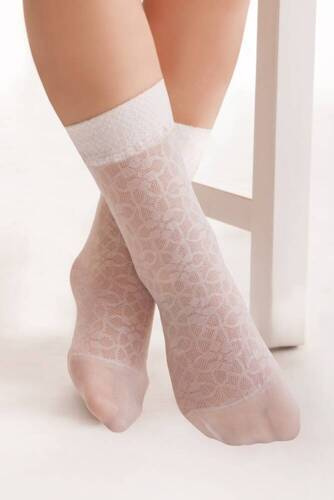 DR 0013 Skarpetki dziecięce żakard Knittex bianco