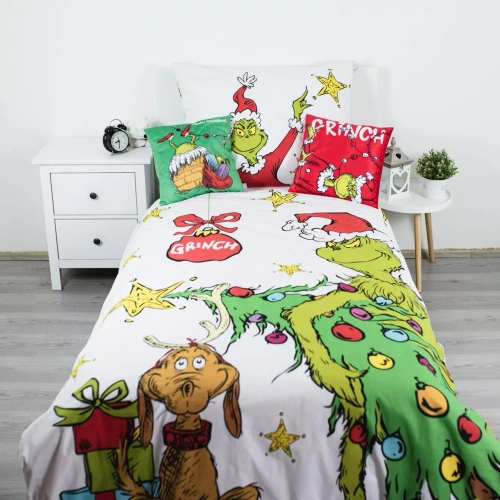 Pościel Grinch Grinchmas JF24 140x200 bawełniana 100% Grinch zamek