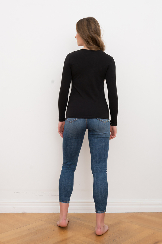 Ibiza Bluzka damska długi rękaw Italian Fashion - czarny