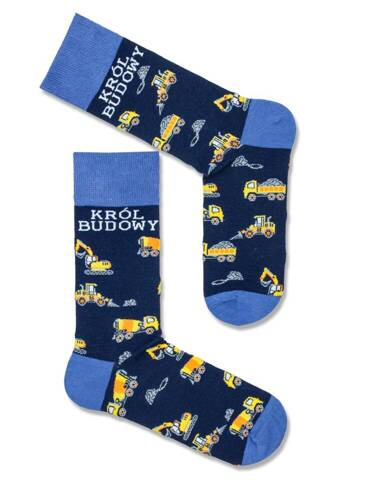 0125-061 Król Budowy Skarpety Męskie Milena - granatowy