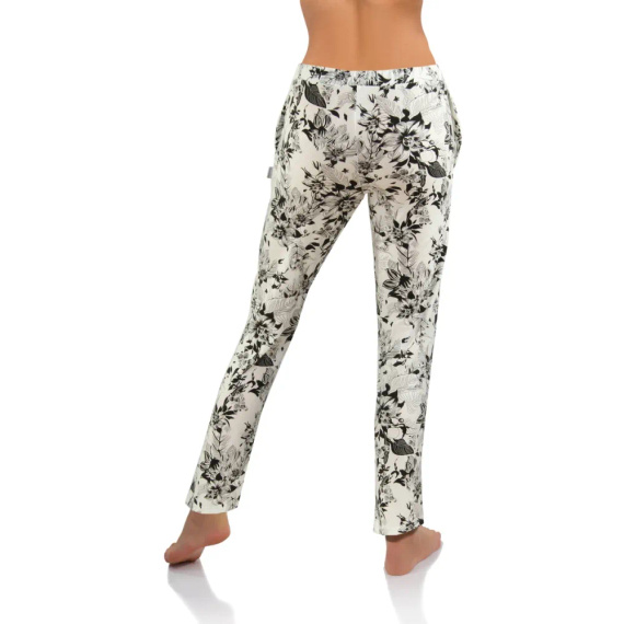 2585/02 Spodnie piżamowe Sesto Senzo kwiatki czarny/biały