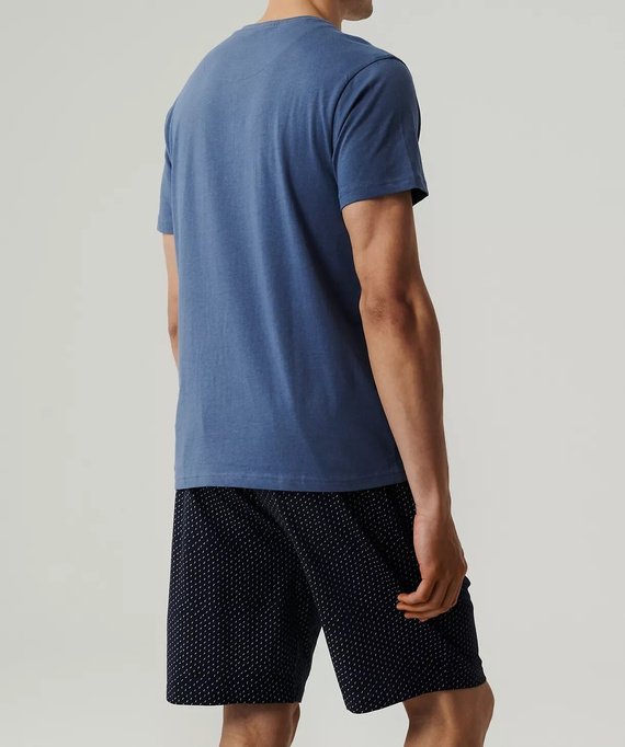 NMP-386  Piżama męska krótki rękaw, Atlantic-niebieski granatowy