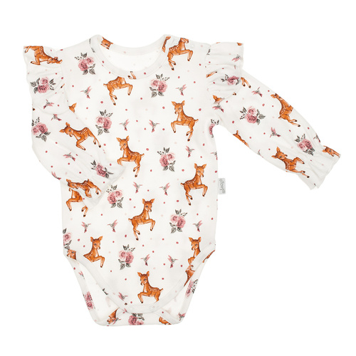 216098 Lala – body niemowlęce Nicol, bawełna, długi rękaw, falbanki