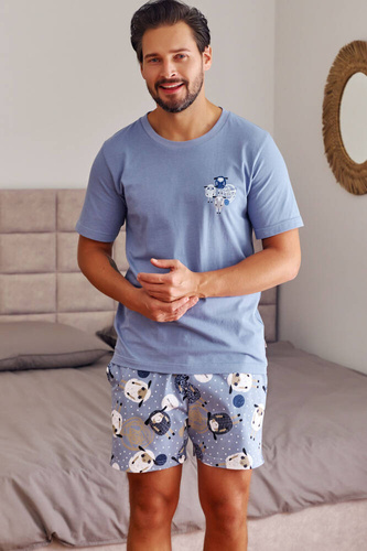 7207 Piżama Męska Doctor Nap - sheep (niebieski)
