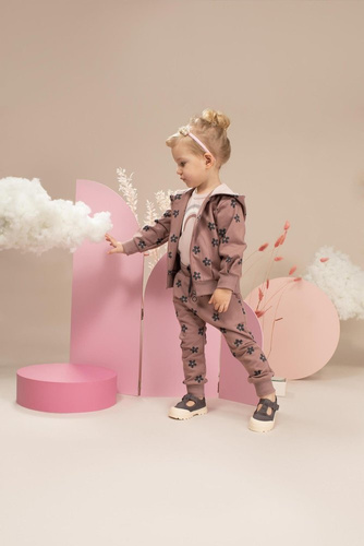 Happiness Bluza na zamek z kapturem Pinokio - ciemny róż/druk