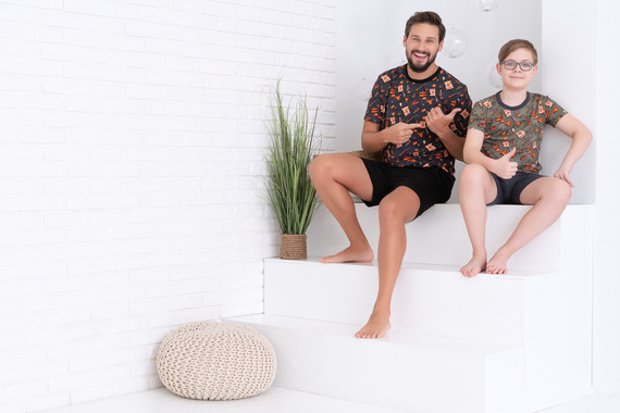 Western Piżama chłopięca krótki rękaw, spodnie Italian Fashion - oliwkowy/grafit