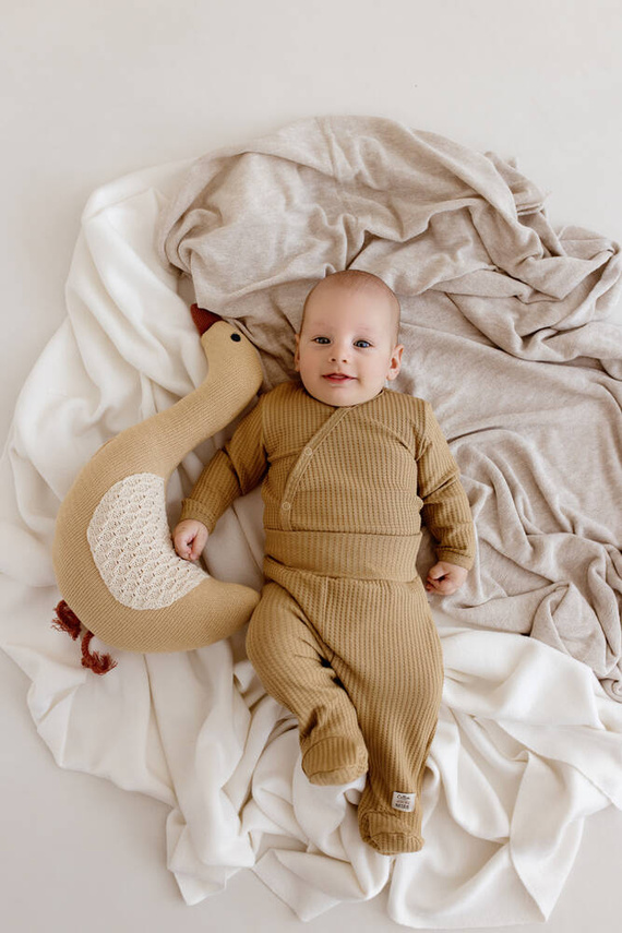 03249C "Natural Waffel" Body baby z długim rękawem Makoma camel 