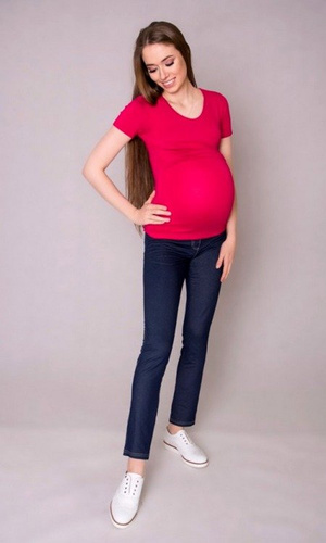 984 Bluzka ciążowa w serek do karmienia MIRACLE- amarantowa