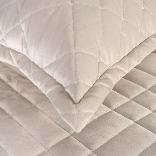 Ria 6 Narzuta welurowa dekoracyjna na łóżko Eurofirany kremowy