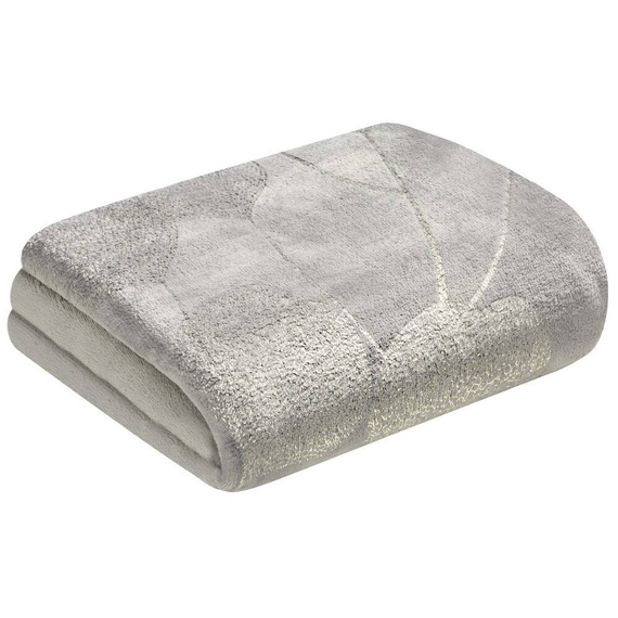 Ginko 2 Koc narzuta z mikrofibry z błyszczącym nadrukiem liści Eurofirany miodowy