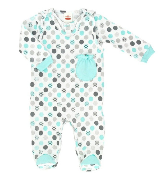 Komplet śpioch + kaftan "MINT DOTS" Makoma