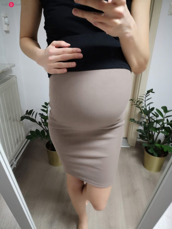 Spódnica ciążowa Tummy z dzianiny w prążki Milk&Love mięta
