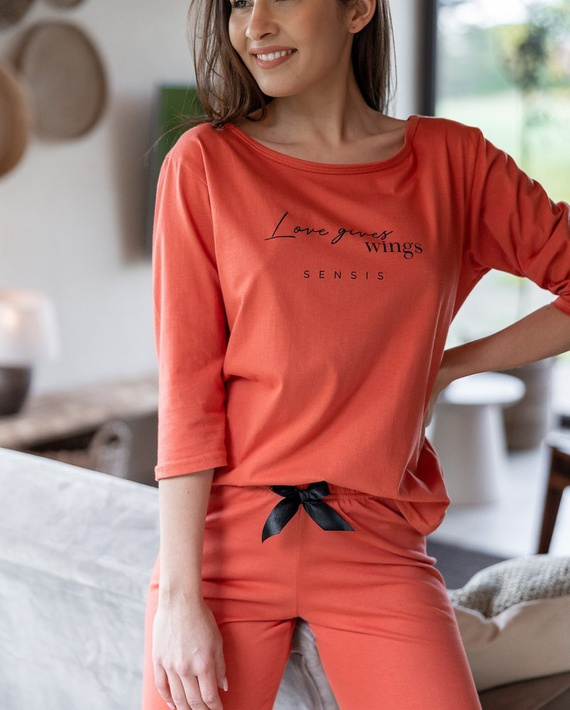 Sensis Hypnotic Piżama damska 3/4  - rudy