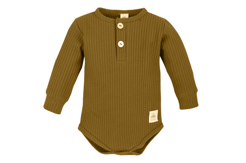 03249DRPGB "Natural Waffel" Body polo z długim rękawem Makoma golden brown