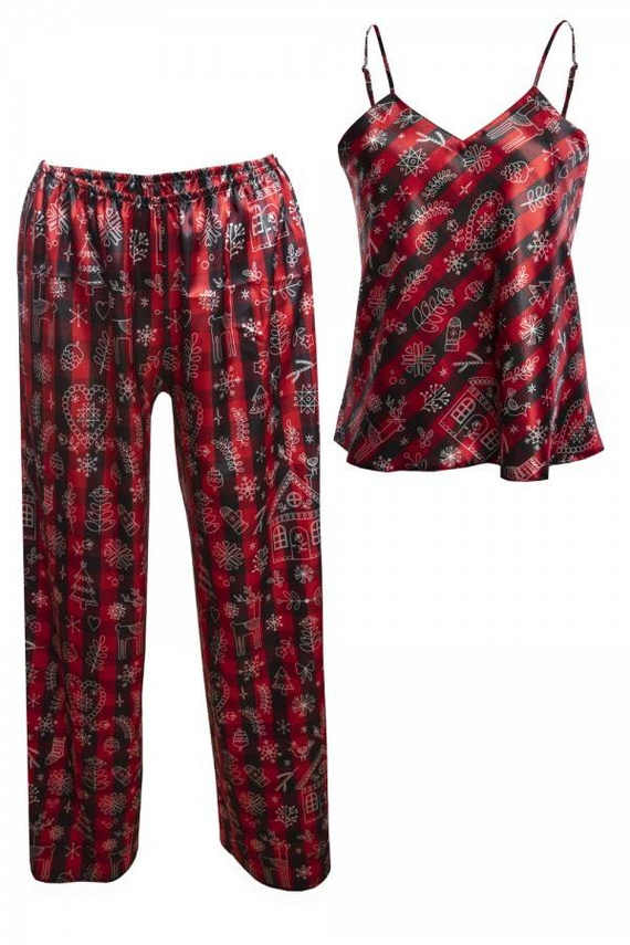 DK-KI Komplet Damski Piżama DKaren - czerwony 012