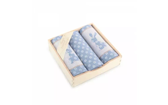 8525/11 Komplet ścierek kuchennych w drewnianym pudełku Zwoltex niebieski 