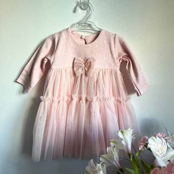 SK14035 Konfetti Sukienka z długim rękawem Mamatti - różowy