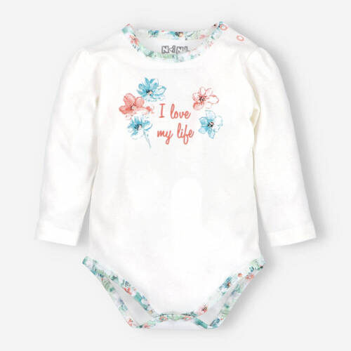 ABN-4244/ECR Flowers Body z bawełny organicznej Nini ecru