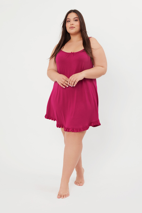 Styl koszula nocna, wąskie ramiączko Italian Fashion - wino