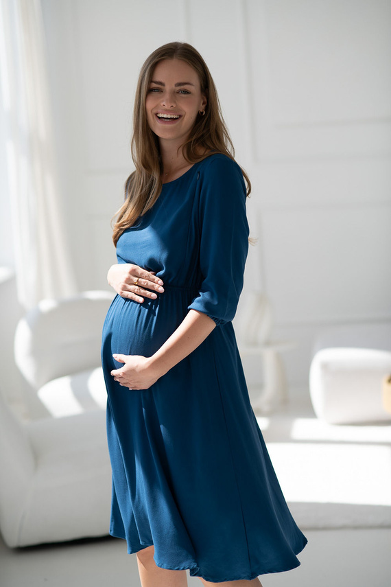 Lovely Dress Midi rękaw 3/4 sukienka ciążowa i do karmienia Milk&Love poseidon